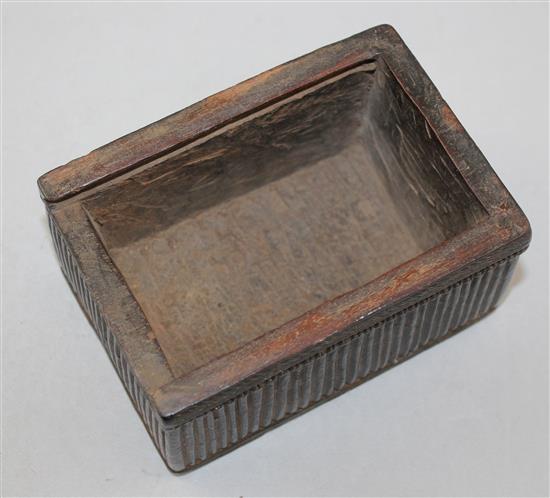 A Nepalese carved wood treasure box, probably 19th century, 6in.